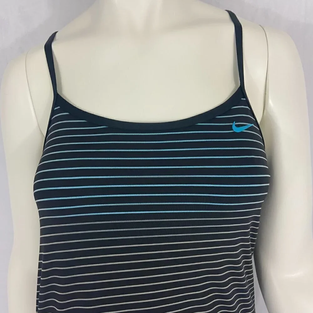 Nike Swim Women's / Girls Tankini Top Blue & Black Striped Size S/P Padded NWT